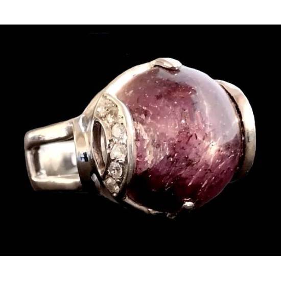 Indian silver rhodium jewelry - Indian Star Sapphire (Ruby) Ring,Rodium silver rings