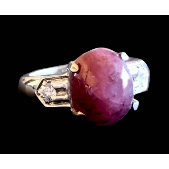 Indian silver rhodium jewelry - Indian Star Sapphire (Ruby) Ring,Rodium silver rings