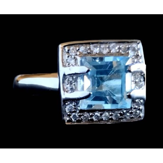 Indian silver rhodium jewelry - Indian Topaz Ring,Rodium silver rings