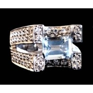 Bijoux indiens - Bague indienne rhodiée Topaze