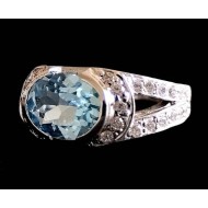 Bijoux indiens - Bague indienne rhodiée Topaze