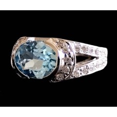 Bijoux indiens - Bague indienne rhodiée Topaze