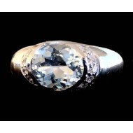 Bijoux indiens - Bague indienne rhodiée Topaze