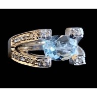 Bijoux indiens - Bague indienne rhodiée Topaze