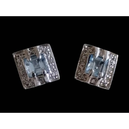 Indian Topaz Earrings,Rhodium silver earrings