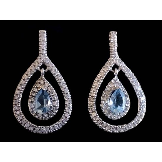 Indian silver rhodium jewelry - Indian Topaz Earrings,Rhodium silver earrings