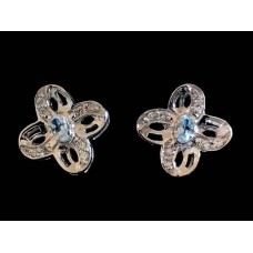 Bijoux indiens - Boucles d'oreilles indiennes rhodiées Topaze Bijoux indiens - Boucles d'oreilles indiennes rhodiées Topaze