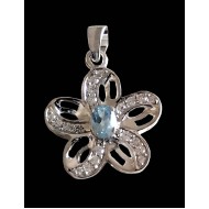 Bijoux indiens - Pendentif indien rhodié Topaze