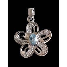 Bijoux indiens - Pendentif indien rhodié Topaze Bijoux indiens - Pendentif indien rhodié Topaze