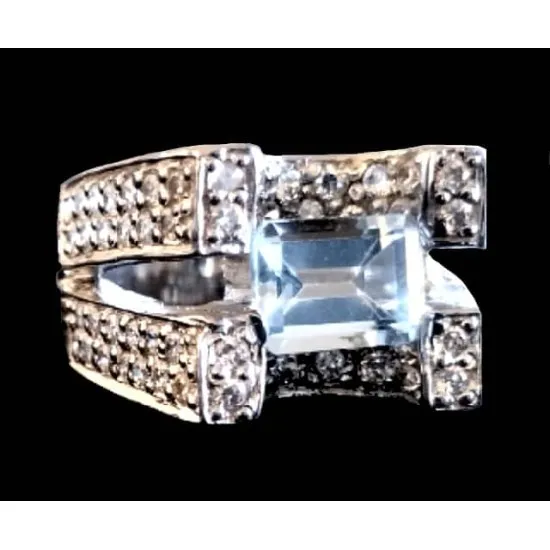 Bijoux indiens - Bague indienne rhodiée Topaze (BGNF-TO-1207) Bijoux indiens - Bague indienne rhodiée Topaze,Bagues argent rhodié