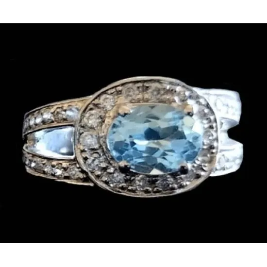 Bijoux indiens - Bague indienne rhodiée Topaze (BGNF-TO-411) Bijoux indiens - Bague indienne rhodiée Topaze,Bagues argent rhodié