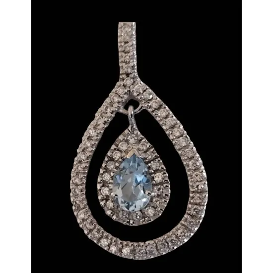 Bijoux indiens - Pendentif indien rhodié Topaze (PENF-TO-1560) Bijoux indiens - Pendentif indien rhodié Topaze,Pendentifs argent rhodié