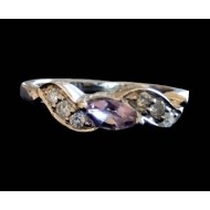 Rhodium Silver Natural Amethyst Ring