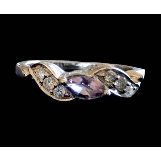 Rhodium Silver Natural Amethyst Ring,Rodium silver rings