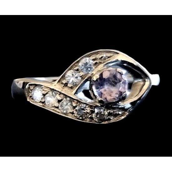 Bague argent rhodié Améthyste naturelle,Bagues argent rhodié