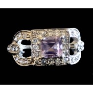 Rhodium Silver Natural Amethyst Ring