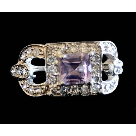 Rhodium Silver Natural Amethyst Ring,Rodium silver rings