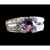 Bague argent rhodié Améthyste naturelle