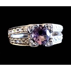 Bague argent rhodié Améthyste naturelle