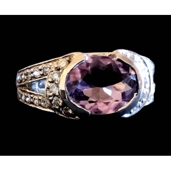 Rhodium Silver Natural Amethyst Ring,Rodium silver rings