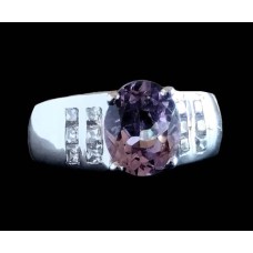 Bague argent rhodié Améthyste naturelle