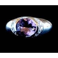 Bague argent rhodié Améthyste naturelle