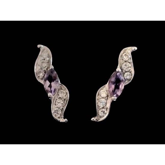 Indian silver rhodium jewelry - Indian Amethyst Earrings,Rhodium silver earrings