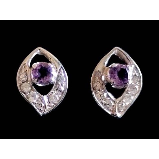 Indian silver rhodium jewelry - Indian Amethyst Earrings,Rodium silver earrings