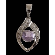 Indian Jewelry - Indian pendant rhodium Amethyst