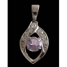 Bijoux indiens - Pendentif indien rhodié Améthyste Bijoux indiens - Pendentif indien rhodié Améthyste