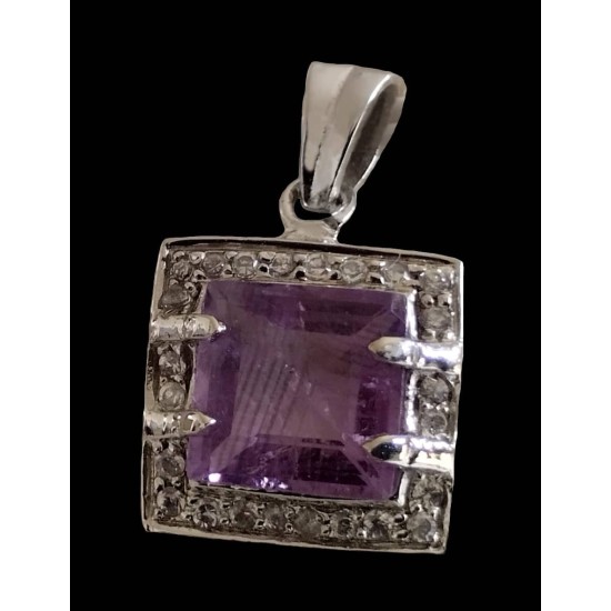 Indian silver rhodium jewelry - Indian Amethyst Pendant,Rhodium silver pendants