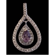 Bijoux indiens - Pendentif indien rhodié Améthyste