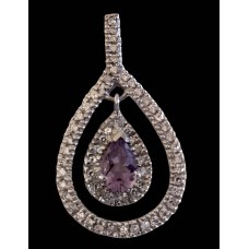 Bijoux indiens - Pendentif indien rhodié Améthyste Bijoux indiens - Pendentif indien rhodié Améthyste
