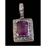 Indian Jewelry - Indian pendant rhodium Amethyst