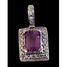 Bijoux indiens - Pendentif indien rhodié Améthyste Bijoux indiens - Pendentif indien rhodié Améthyste