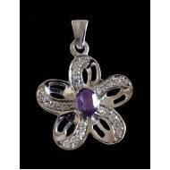 Indian Jewelry - Indian pendant rhodium Amethyst