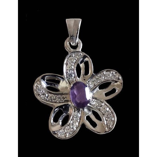 Indian silver rhodium jewelry - Indian Amethyst Pendant,Rhodium silver pendants