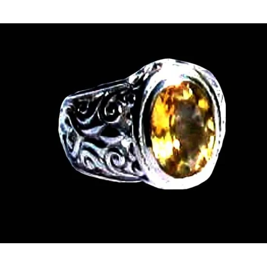 Bague Citrine - Bague indienne - Bijoux indiens (BG-CI-152B) Bague Citrine - Bague indienne - Bijoux indiens,Bagues hommes avec Pierre