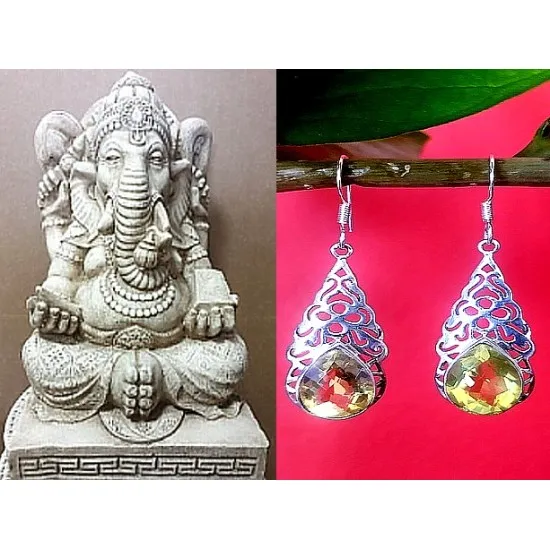 Boucles d oreilles indiennes Citrine - Bijoux indiens (BO-CI-11) Boucles d oreilles indiennes Citrine - Bijoux indiens,Boucles d Oreilles indiennes