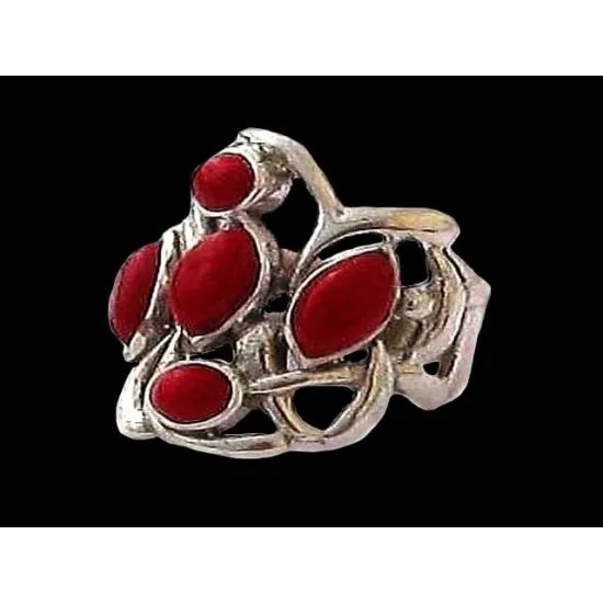 Bague indienne Corail - Bijoux indiens,Bagues indiennes