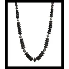 Collier En Argent Massif Avec Pendentif Quartz Fumé Et Zirconiums - Occasion, Multi-rangs