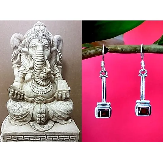 Indian silver jewellery - Indian Garnet Earrings (BO-GR-186) Indian silver jewellery - Indian Garnet Earrings,Indian Earrings