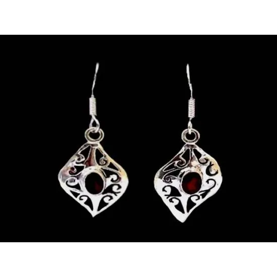 Bijoux indiens - Boucles d Oreilles indiennes - Grenat,Boucles d Oreilles indiennes