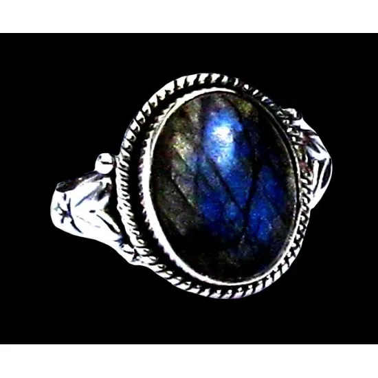 Bague indienne en argent et Labradorite - Bijoux indiens (BG-LAB-384P-1) Bague indienne en argent et Labradorite - Bijoux indiens,Bagues indiennes