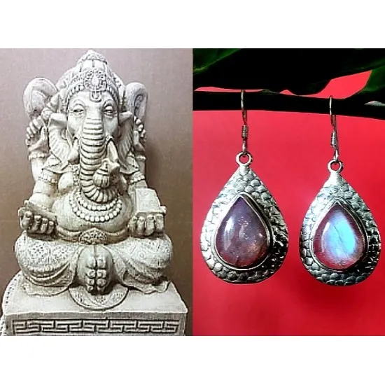 Indian silver jewellery - Indian Spectrolite Earrings (BO-LAB-08P) Indian silver jewellery - Indian Spectrolite Earrings,Indian Earrings