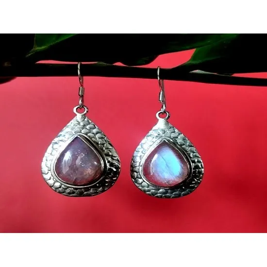 Indian silver jewellery - Indian Spectrolite Earrings (BO-LAB-08P) Indian silver jewellery - Indian Spectrolite Earrings,Indian Earrings