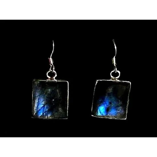 Indian silver jewellery - Earrings spectrolite Indian (BO-LAB-398P) Indian silver jewellery - Earrings spectrolite Indian,Indian Earrings