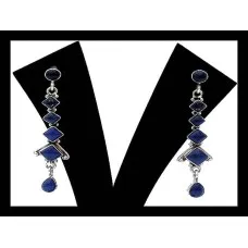 Boucles D'oreilles Argent Et Lapis Lazuli - Style Amérindien Vintage