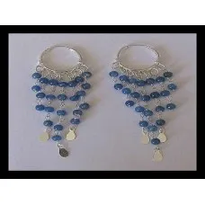 Boucles D'oreilles Argent Et Lapis Lazuli - Style Amérindien - Occasion
