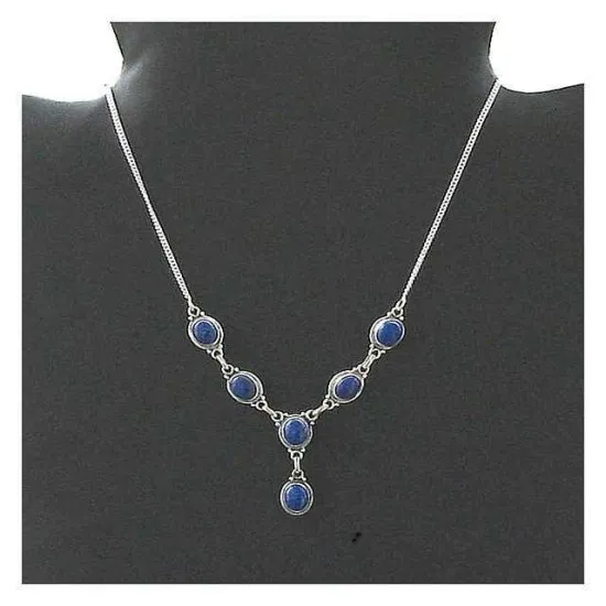Indian silver jewellery - Indian Lapis Lazuli Necklace (CO-LZ-SIN-353) Indian silver jewellery - Indian Lapis Lazuli Necklace,Indian Necklaces